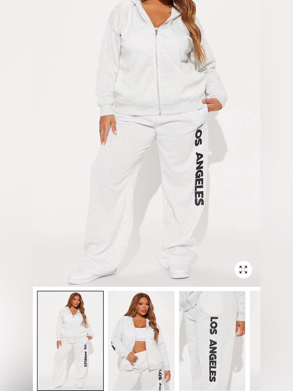Los Angeles Graphic White Wide-Leg Sweatpants